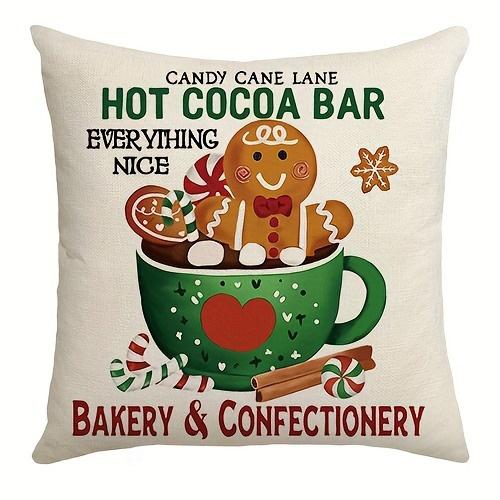 Festive Gingerbread & Hot Cocoa Christmas Pillow Covers: Baked for Yuletide Cheer! Sofas, Bedroom Pillow Covers, Holiday Gifts