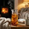 1.3L Glass Jug With Lid For Serving Tea, Water, Juice, Mulled Wine