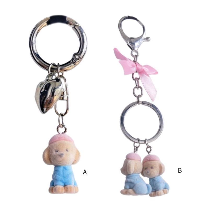 Cartoon Puppy Dog Charm Keychains Sweet Cute Pendant Car Keyring Backpack Decoration Fashion Jewelry for Women Girls
