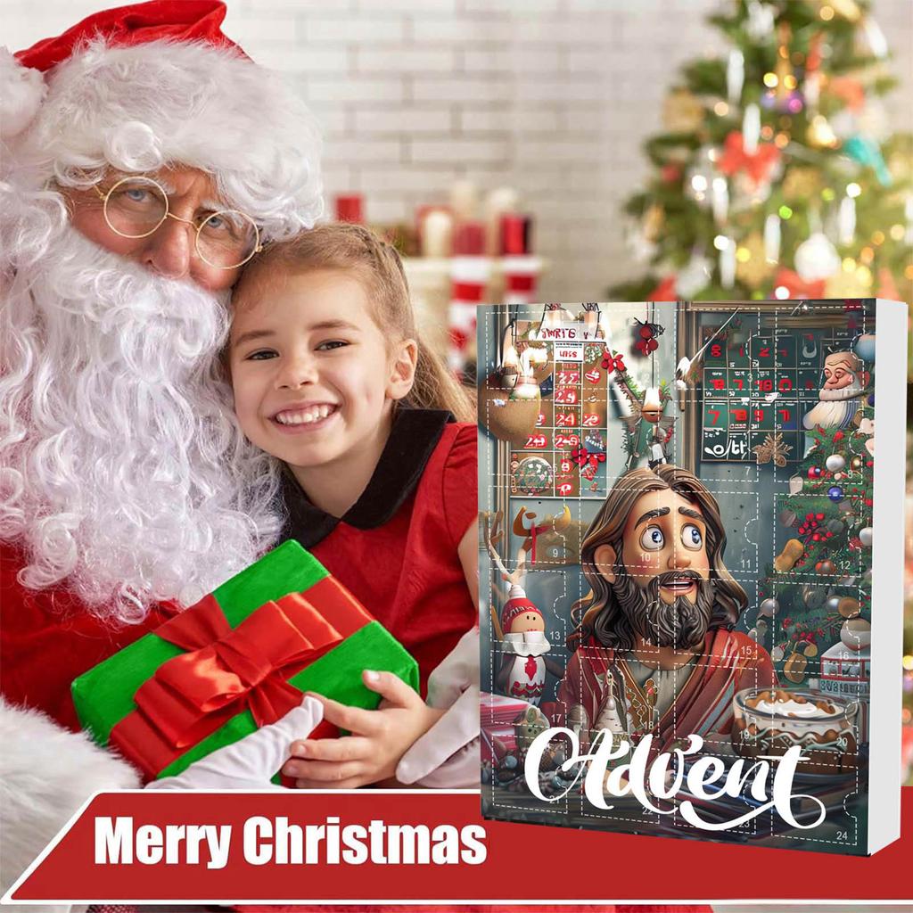 -Day Christmas Countdown Advent Calendar with 2D Acrylic Ornaments, Hanging Tree Decor Set