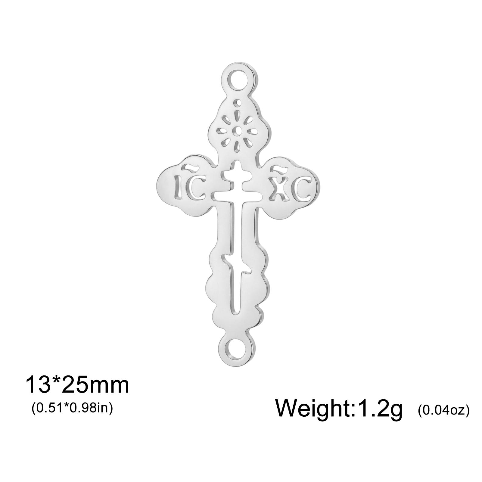 Teamer 5pcs/lot Orthodox Cross Charms Stainless Steel Pendant For Necklace Bracelet Jesus Christ Sun Motif Jewelry Gift Making