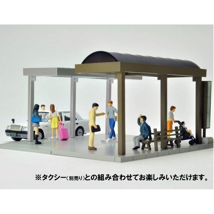 TOMYTEC GeoCollection 1/64 Car Snap 05a Bus Stop - ABS Accessory & PVC Figure/Accessory Set - Orange, Black & Gray