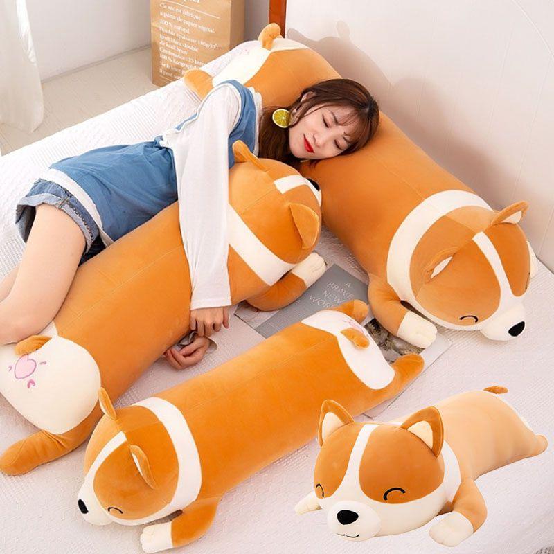Long Corgi Plush Toys Throw Pillow Cushion Soft Stuffed Animal Doll For Xmas Birthday Gift