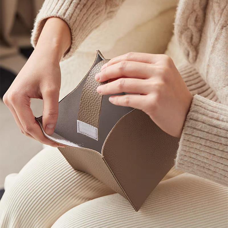 Tissue Box Cover Square Decorative PU Leather Holder Modern Tissue Case Facial Paper Organizer Dispenser For Bathroom Countertop