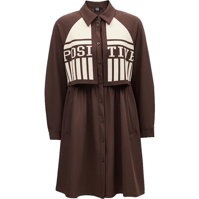 

VEROMODA Women s 2024 Early Autumn Letter Print Patchwork Lapel Dress S