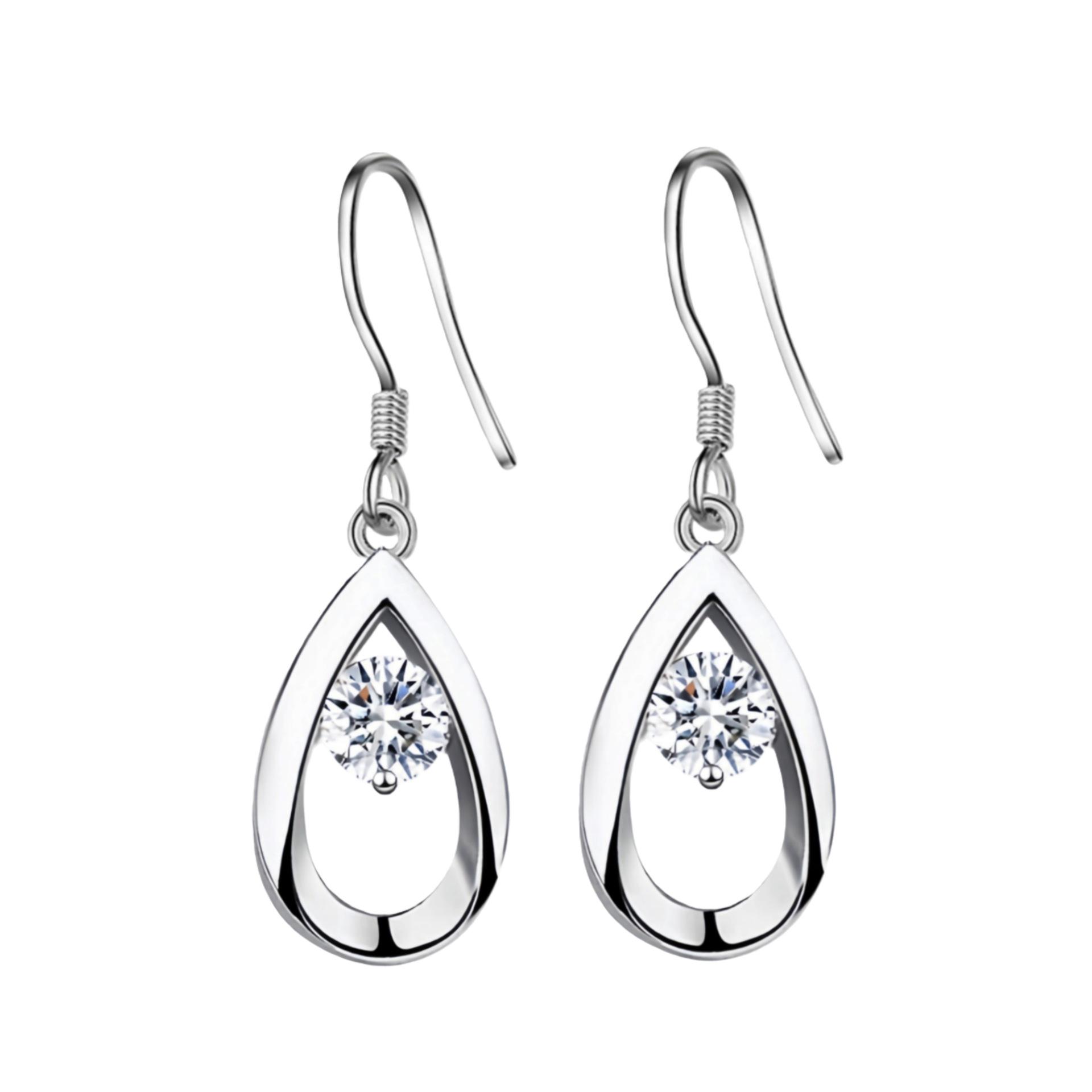 Jin Jiahua Elegant Silver Teardrop Dangle Earrings - Korean & Japanese Style