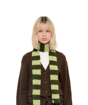 Belji Striped Mini Scarf Moss Green
