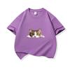 Kids Cotton T Shirt Peeking Domestic Shorthair Cat Graphic Crew Neck Short Sleeve Tee Casual Breathable Boys Girls Summer Tops