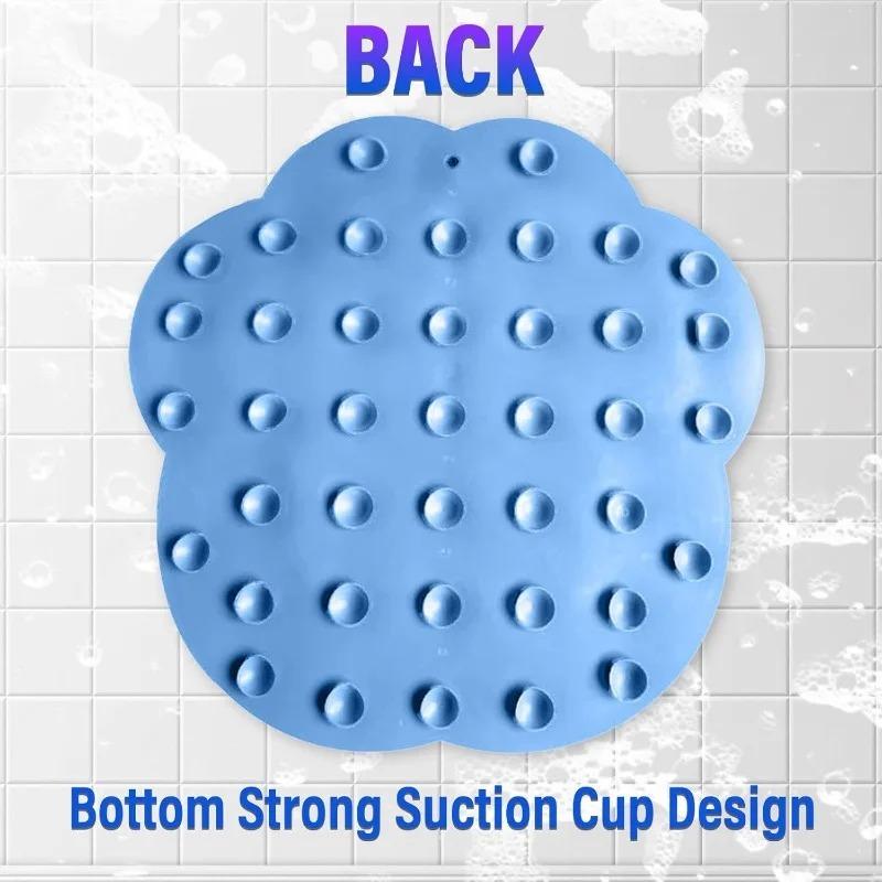 1pcs Bathroom Use Silicone Non-slip Foot Basin Cleaning Pad, with Suction Cup for Exfoliation Shower Head Massage Bath Brush