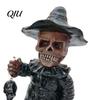 Hand-held Skull Pendant Gothic Skeleton Figurine, Small Resin Statue, Day of The Retro Distressed Dead Halloween Decoration for Shelf, Desktop, Office
