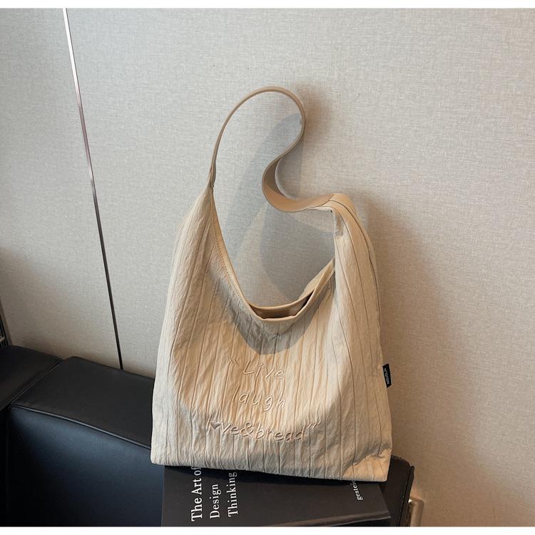 

Вместительная сумка-тоут женская новая простая плиссированная сумка через плечо повседневная универсальная легкая сумка хаки