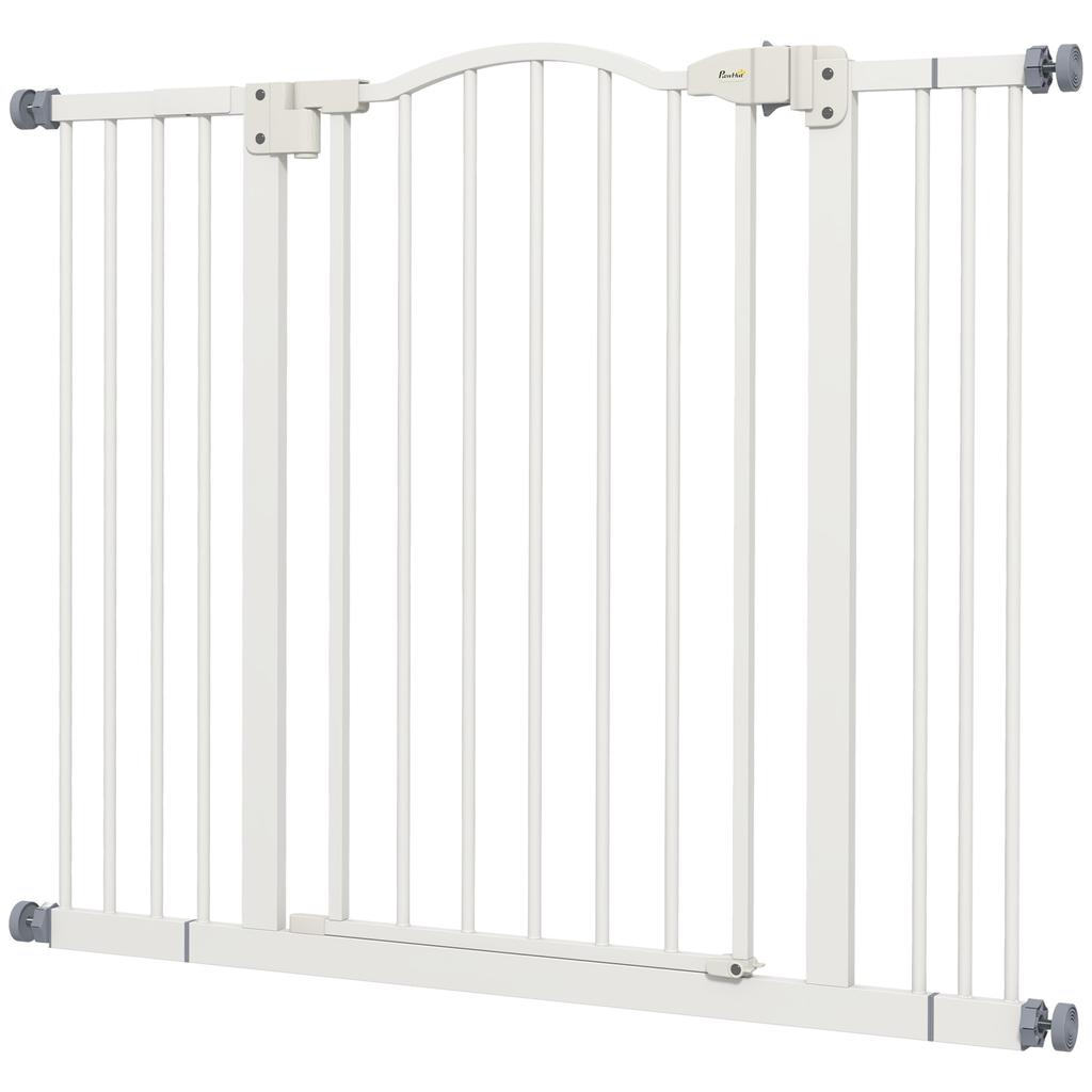 Extendable Dog Gate with 4 Adjustable Screws, Metal and Plastic, 74-100x78 cm, White