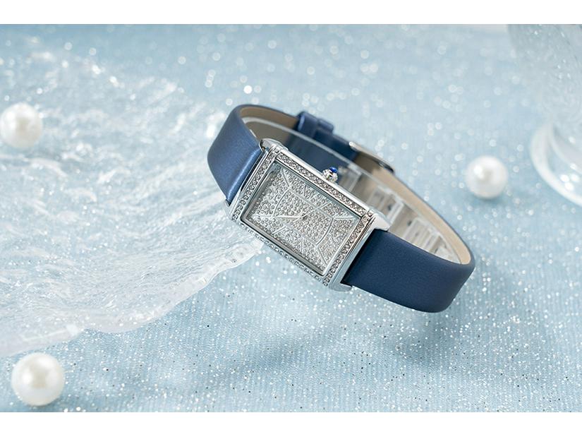 Elegancki Damski Zegarek z Diamentami Gwieździste Niebo - Luksusowy Kwadratowy Design z Pełnym Zestawem Diamentów