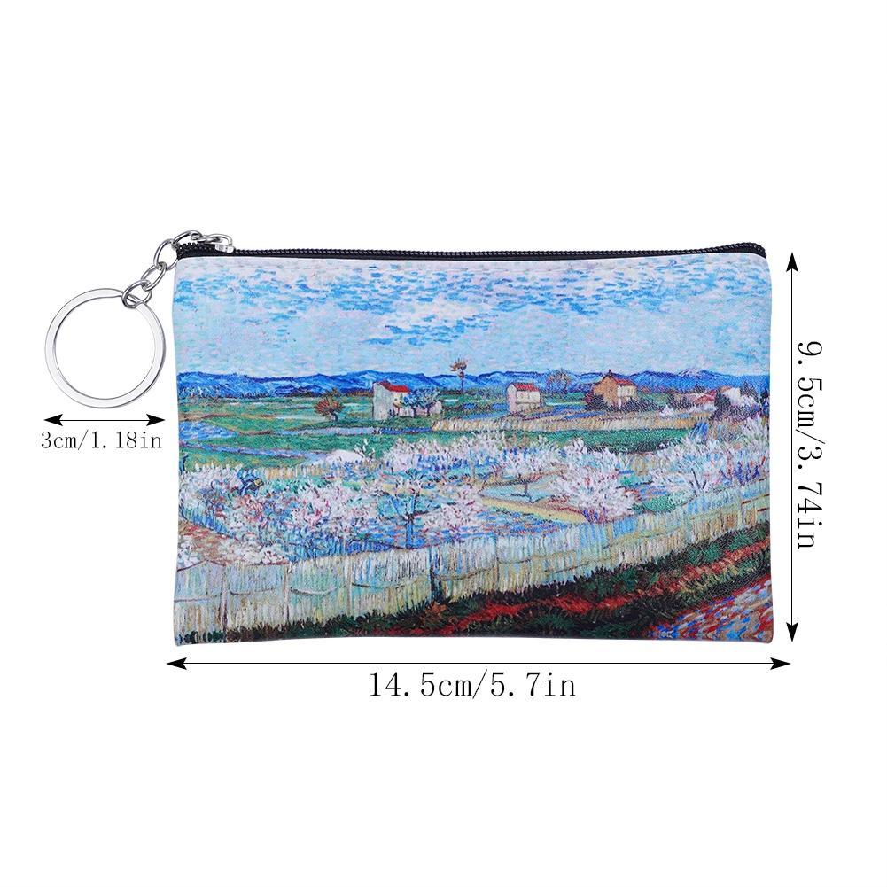 Vintage Oil Painting Canvas Cosmetic Bag Van Gogh Art Sunflower Star Moon Night Makeup Pouch Bag Women Travel Coin Purse Wallets
