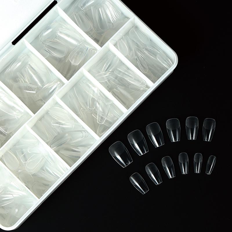550PCS False Nail Tips Soft Gel Fingertip Semi-matte Capsules Almond French Coffin Full Cover Artificial Fake Nails Extension