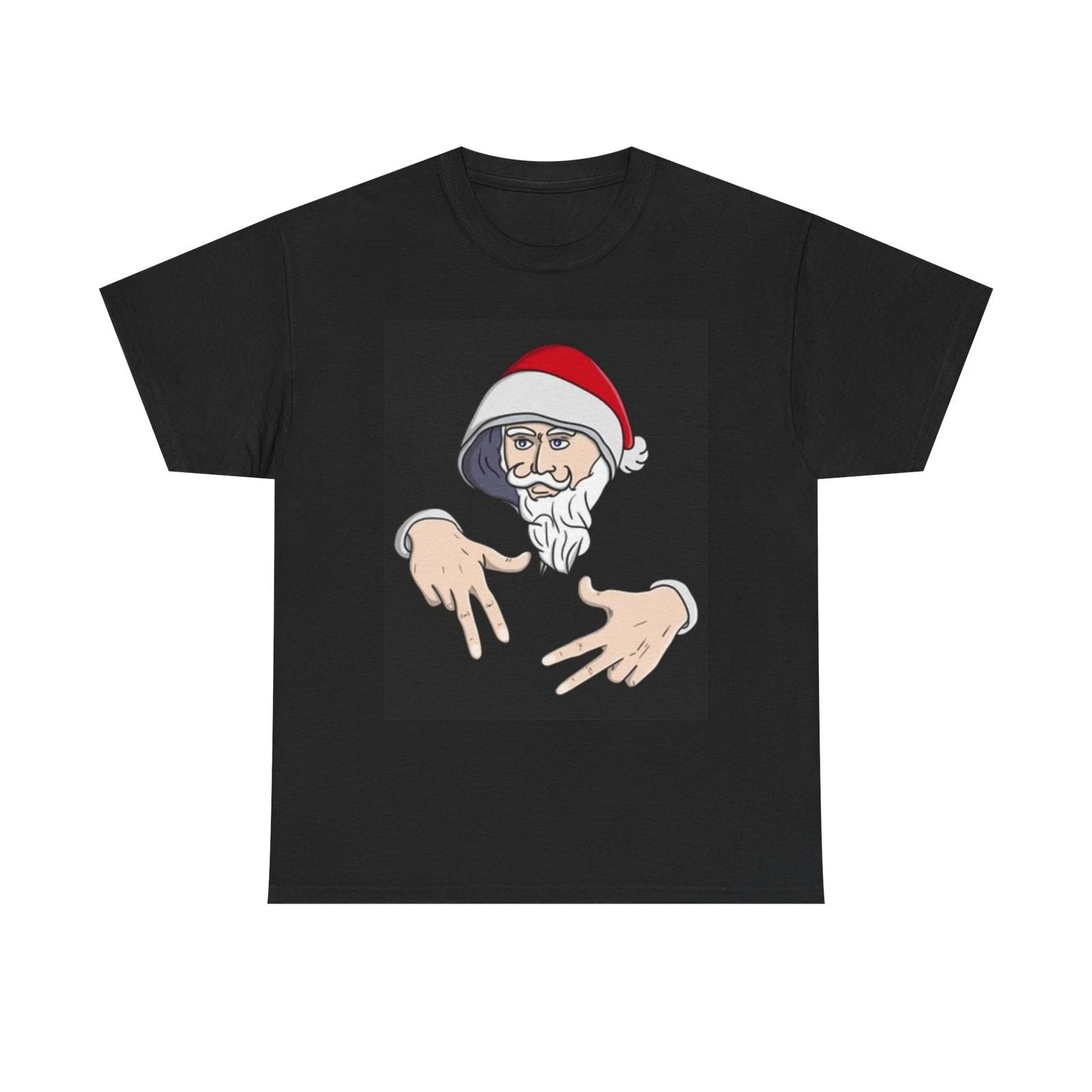 Thug Santa Graphic T Shirt Funny Holidays Christmas Unisex Heavy Cotton Tee XL