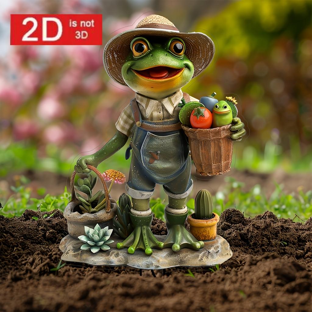 Flat 2d Frog Acrylic Garden Fence, Suitable for Outdoor, Lawn and Courtyard Decoration, Bonsai Landscape Embellishment |   Ideal Gift, Outdoor Garden