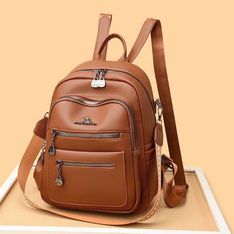 Chic PU Backpack for Women – Vintage-Style Design with Multiple Pockets and Adjustable Straps, Perfect for Daily Use and Travel