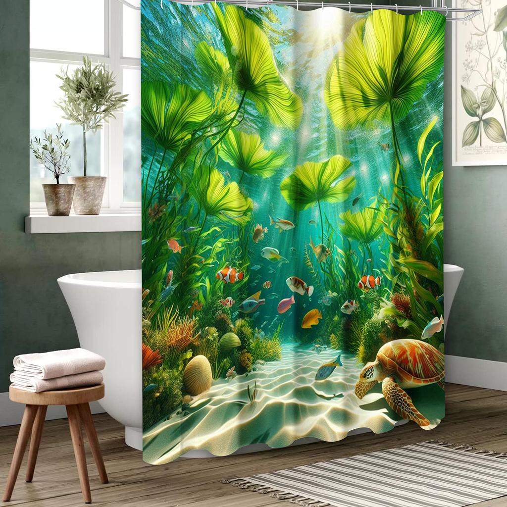 Beach Shells Pattern Bathing Curtain Bathroom Shower Curtain Waterproof With 12 Hooks Home Deco Free Ship
