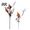Simulated Pumpkin with Leaves Artificial Stems, Halloween Black Branch Maple Leaves, Fake Party Table Decoration Gothic Floral Arrangement