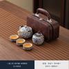 Beige Blue and White Ru Kiln Travel Tea Set Portable Express Cup One Pot Three Cups Set Company Gift Outdoor