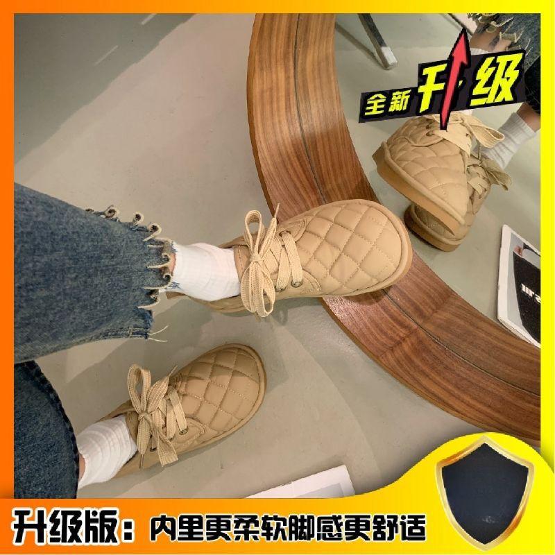 Chaussures paresseuses épaisses à lacets à semelle souple pour femmes automne et hiver 2025 nouvelles chaussures en coton velours bottes de neige décontractées polyvalentes