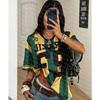 Y2K 23 Aufdruck Fußballtrikots Trikot Damen Übergröße Netz Kurzarm T-Shirt Retro Streetwear Fußball Oberteile Lässige Lockere T-Shirts
