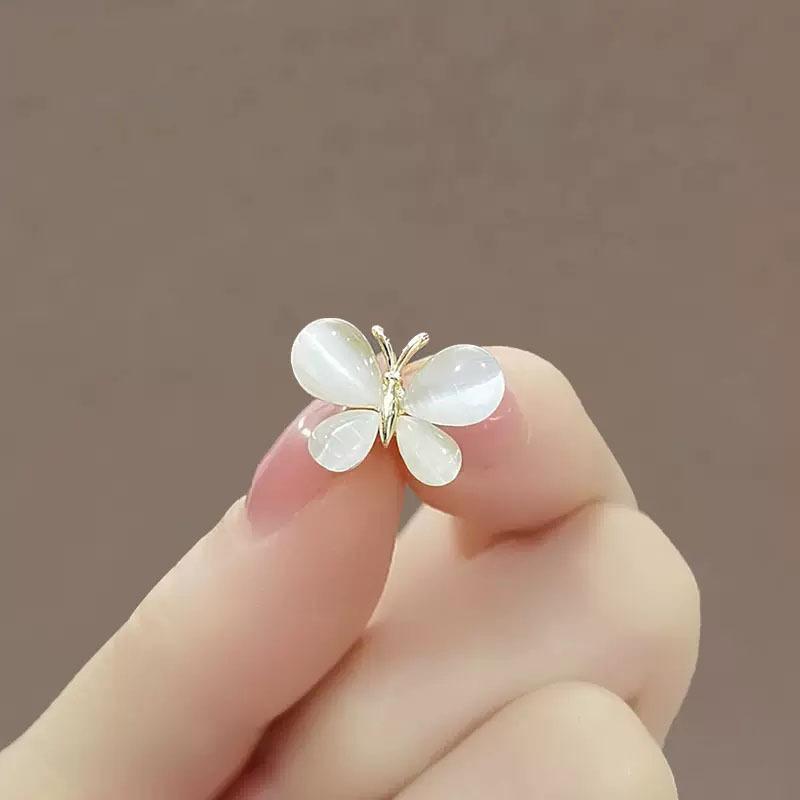 Butterfly Brooch, Women's Exquisite Mini Cat's Eye Stone Collar Anti-glare Clasp, Invisible Leak-proof Summer Fixed Clasp