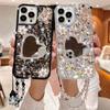 Rhinestones Are Suitable for Apple 17 Pro Mobile Phone Case, Love Mirror Bear iPhone16 Luxury 13 All-inclusive 15 Anti-drop.