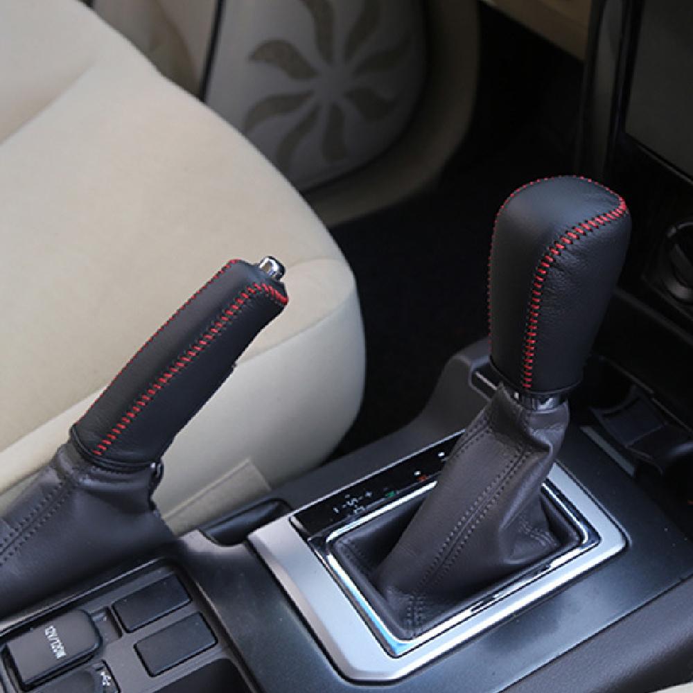 Leather Car Gear Shift Collars Hand Brake Cover for Toyota Land Cruiser Prado FJ 150 2010 - 2018 AT Accessories
