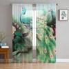 Animal Peacock Forest Stone Tulle Sheer Window Curtains for Living Room Bedroom Modern Tulle Voile Curtains Drapes Decoration