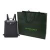 LONGCHAMP Le Pliage Green Recycled Canvas Leather Trim Backpack Women's Black (Unisex) Backpacks 1699919001