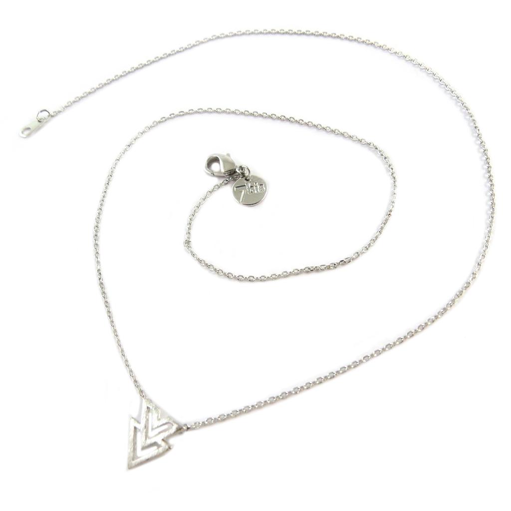 7bis [Q1503] - Collier artisanal 'Boho' (frèches) argenté - 10x9 mm