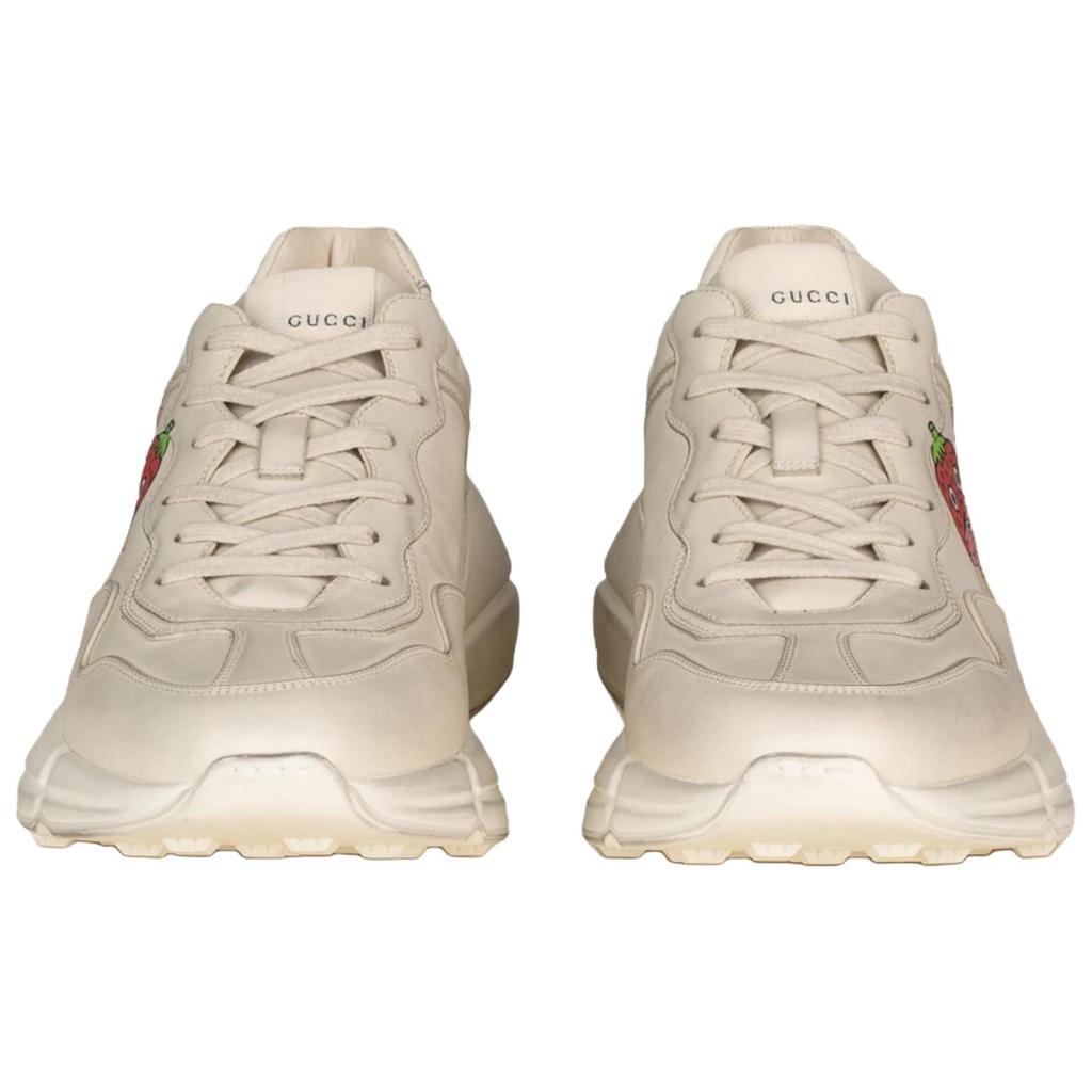Gucci Rhyton Leather Low Top Chunky Sneakers Men's Beige Distressed 699292 DRW00 9522