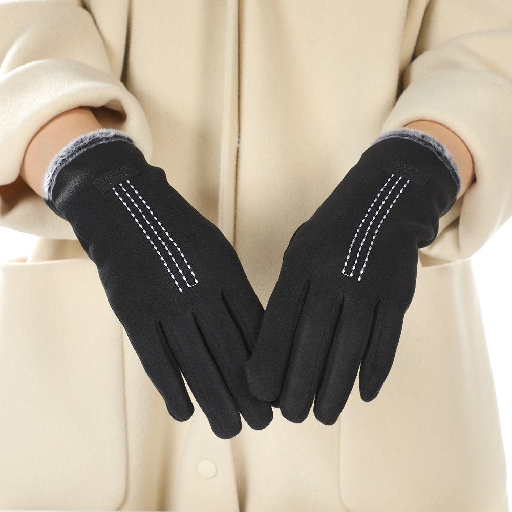 Einfarbige Winter-Samthandschuhe Halten Warm Damen Fäustlinge Retro Handschuhe Weiblich