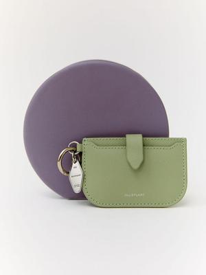 JILLSTUART [Bow 2] [Keyring Included] Light Green Cowhide Card Wallet and Charm JAWA5F232E1