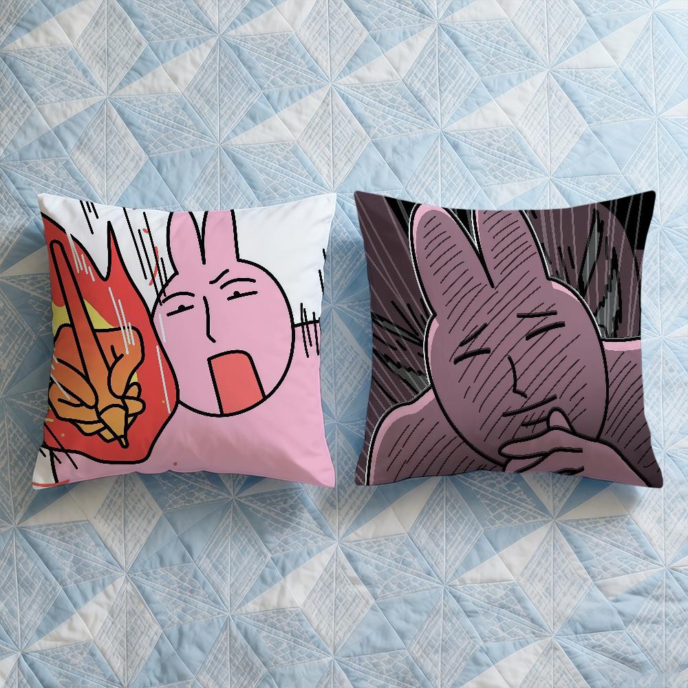 My F-Friend Pink Rabbit Cartoon Cushion Cover Square Decorative Throw Pillow Case Sofa Bed Living Room Birthday Anniversary
