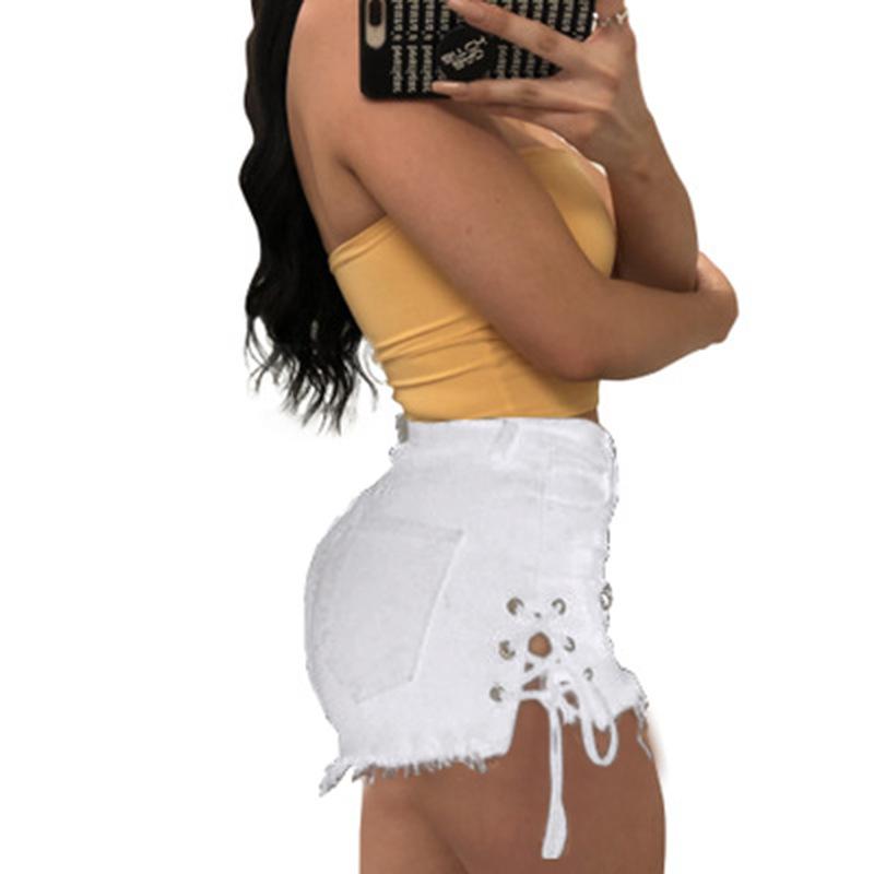 Ripped Tassel High-Rise Split Shorts