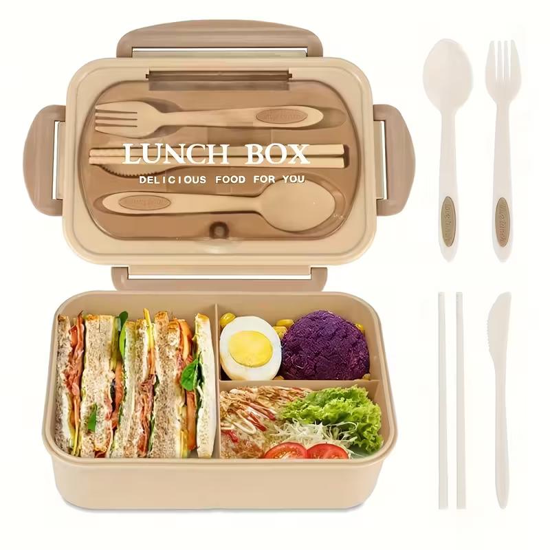 Leak-proof Lunchbox with Cutlery, Microwave-safe, with Compartments