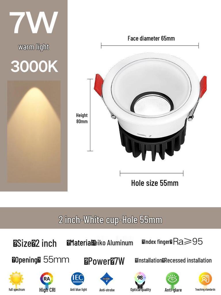 Kompakter blendfreier Einbaustrahler für die Decke: Vollspektrum-Wandfluter für das Wohnzimmer