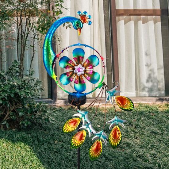 1/2Pcs Peacock Solar Outdoor Lights Auto On/Off Waterproof