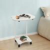 Spanplatten Panda Beistelltisch mit Rädern, Weißer C-förmiger Nachttisch Freistehend 30*25*60cm für Schlafzimmer, Wohnzimmer