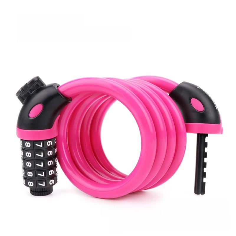 Bicycle Lock Five Digit Combo Steel Wire Lock With Keyless Security For Mountain Bike And City Cruiser