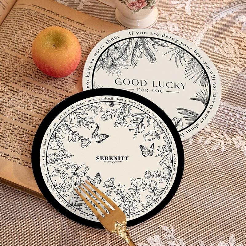 4pcs Round Coasters Anti Slip Placemats Modern Table Mat Dining Table Mat Round Drink Cup Coasters Mug Cup Pad Tableware Pads