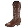 Brown retro embroidered pointed high-heeled western cowboy boots women's summer 2025 new versatile heightening knight boots