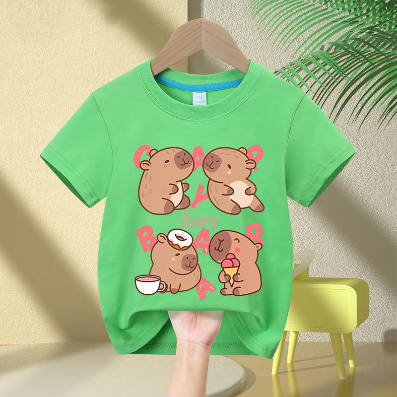 Kawaii Capybara Lovers Cartoon 3D-Druck Kinder-T-Shirt Sommer Kinder Kurzarm Casual Tops für Jungen und Mädchen