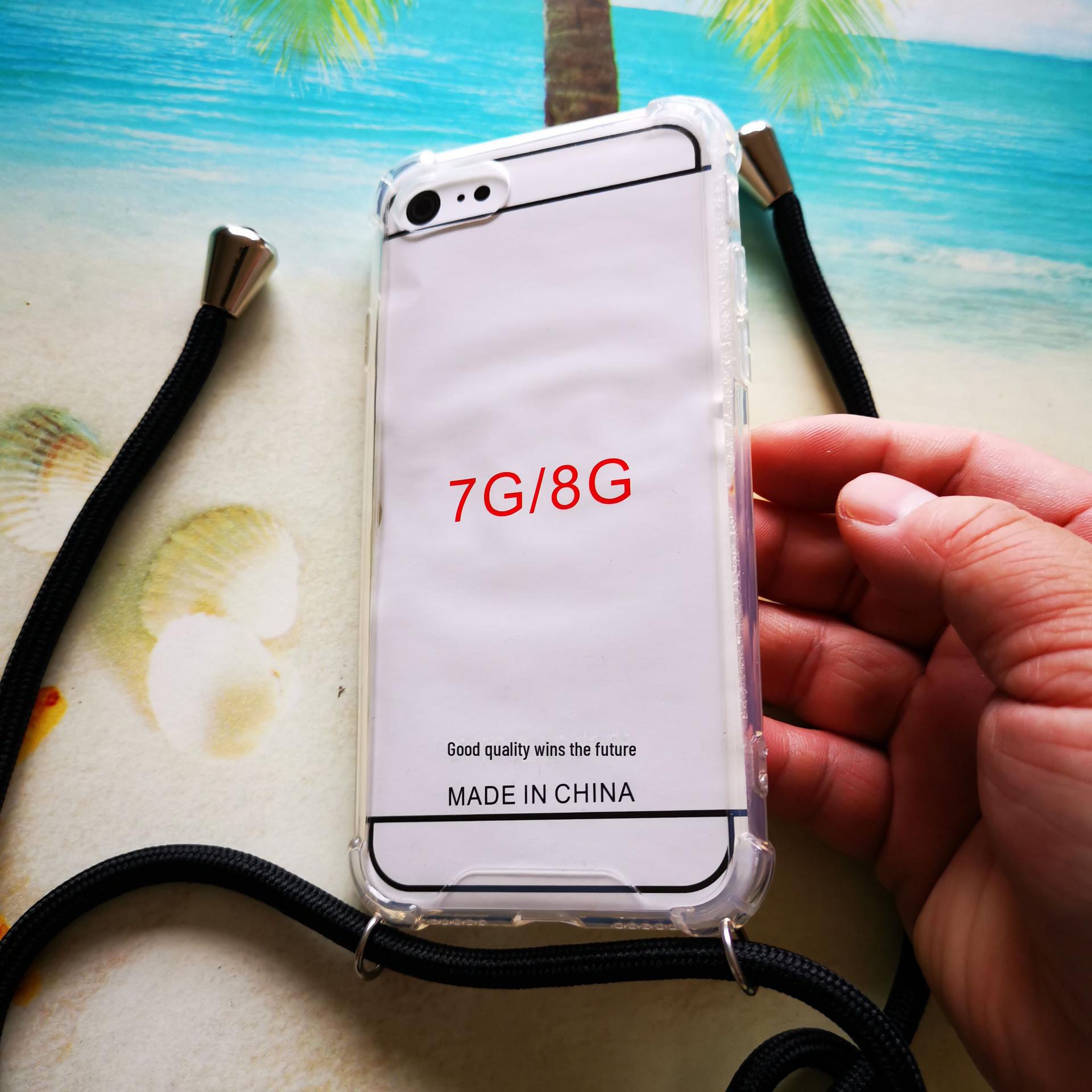 

Высокопрозрачный чехол для телефона из армейского акрилового материала с защитой от падений, воздушными подушками по углам и шнурком iPhone 7 Plus/iPhone 8 Plus прозрачный