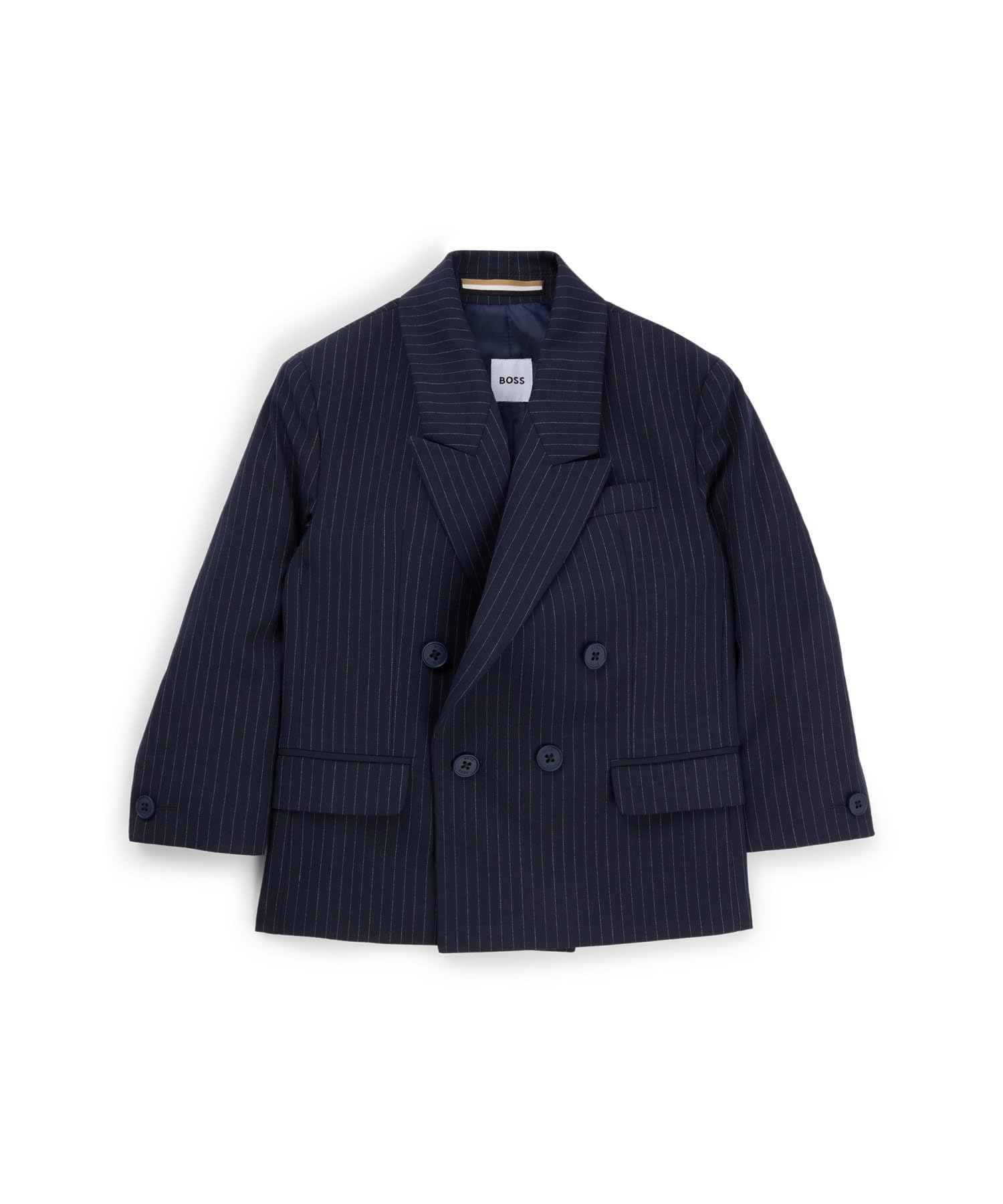 

BOSS Смугастий стрейчевий костюм Розмір Темно-синій Дитячий Двобортний піджак, 110, темно-синього кольору