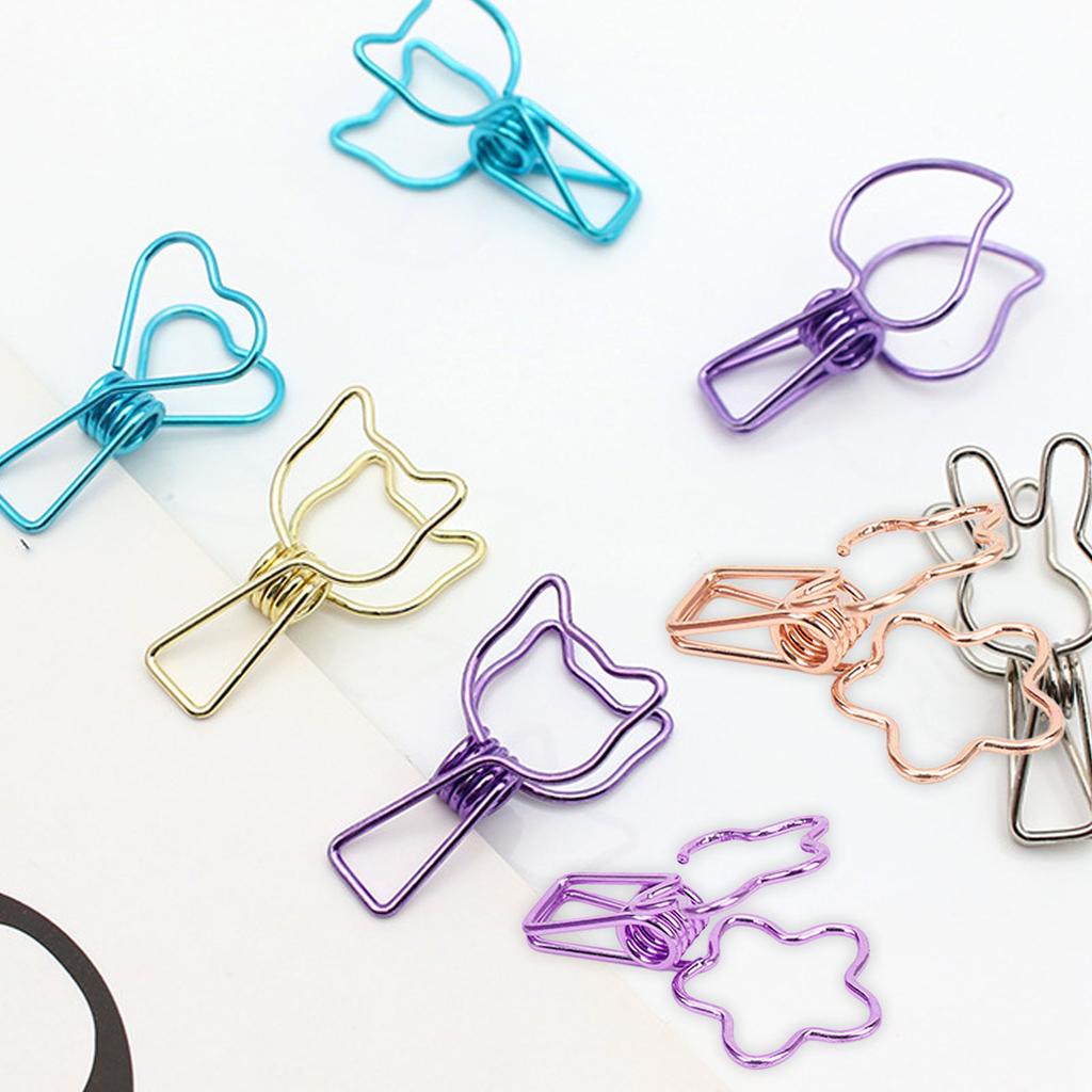 100pcs   Clips Cute Flower Shape Metal Hollowed   Tail Clips Paper Clamps for   Document Ticket