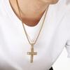 Hip Hop Gold Color Zirconia Dog Paw Pendant Necklace for Men Larger Cross Stainless Steel Jewelry Rock Women's Accessory Gift